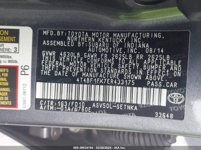 Toyota CAMRY LE 2014 4T4BF1FK7ER433175 Image 9
