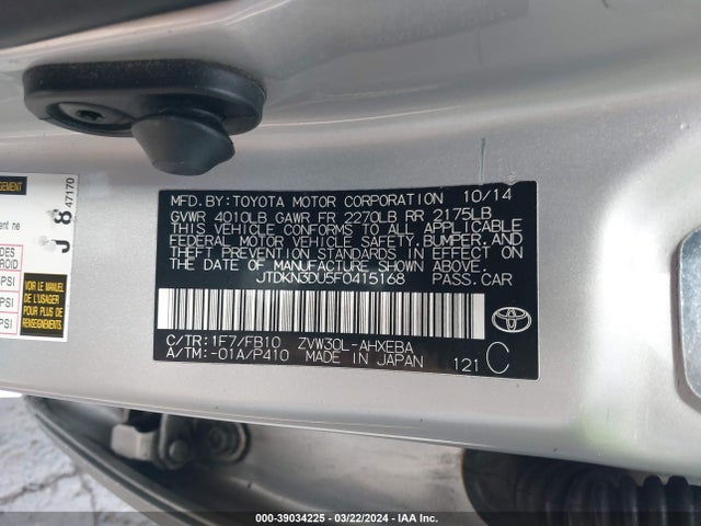 Toyota Prius Three 2015 JTDKN3DU5F0415168 Image 9