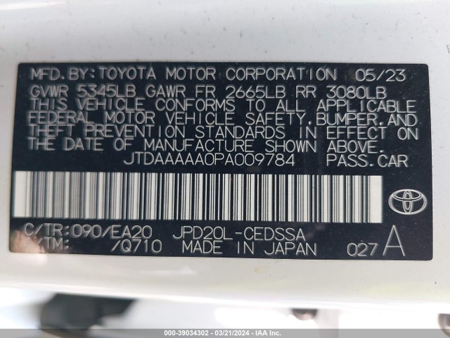 Toyota Mirai Xle 2023 JTDAAAAA0PA009784 Image 9