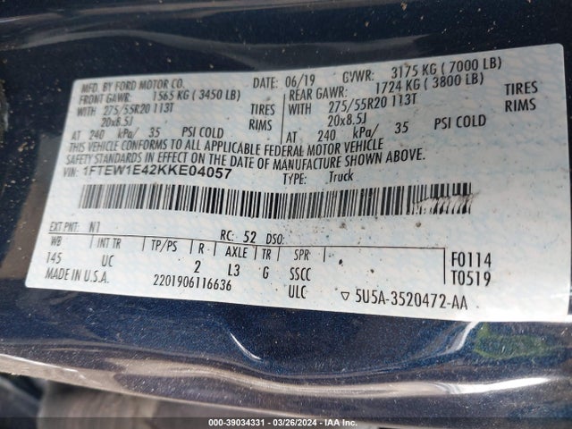 Ford F-150 Xlt 2019 1FTEW1E42KKE04057 Image 9