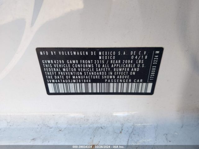 3VW447AUXJM281848 Volkswagen Golf Gti 2.0t Autobahn/2.0t S/2.0t Se