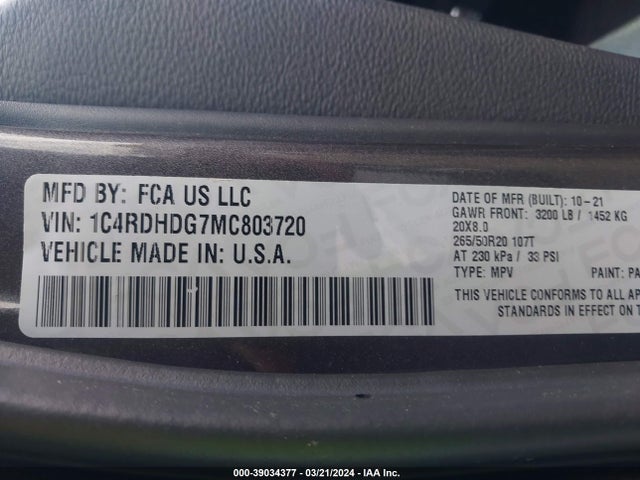 Dodge Durango Gt Plus Rwd 2021 1C4RDHDG7MC803720 Image 9