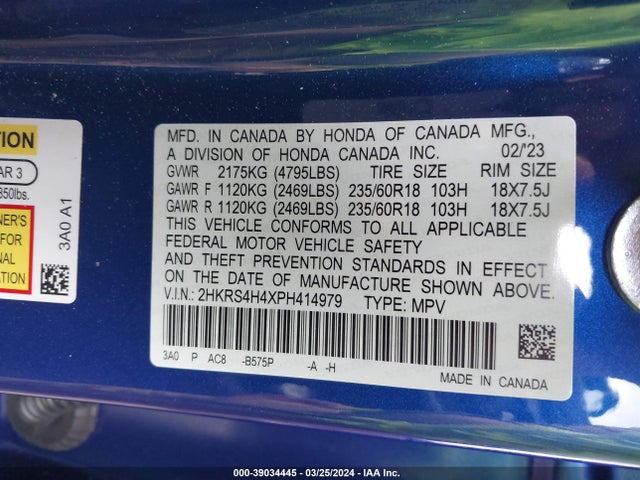 Honda Cr-v Ex Awd 2023 2HKRS4H4XPH414979 Image 9