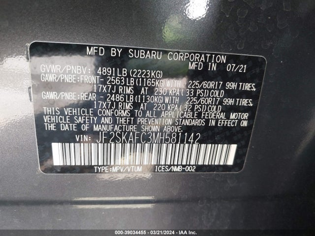 Subaru Forester Premium 2021 JF2SKAFC3MH581142 Image 9