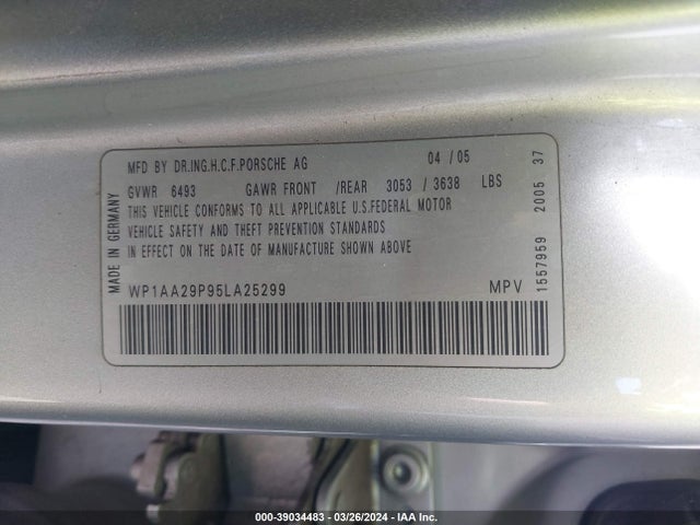 2005 PORSCHE CAYENNE WP1AA29P95LA25299 Photo 8