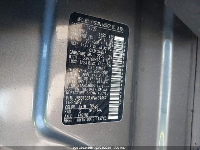 JN8BT3BAXPW404667 Nissan Rogue Sv Fwd