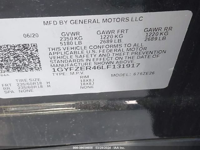 1GYFZER46LF131917 Cadillac Xt4 Fwd Sport