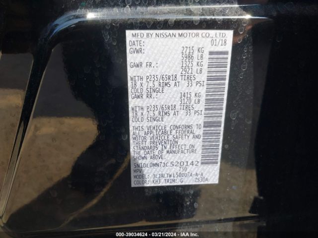5N1DL0MN7JC520142 Infiniti QX60