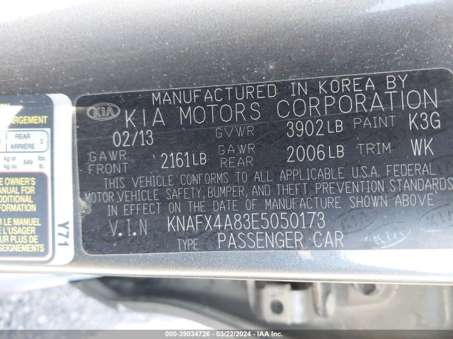 KIA FORTE EX 2014 KNAFX4A83E5050173 Image 9