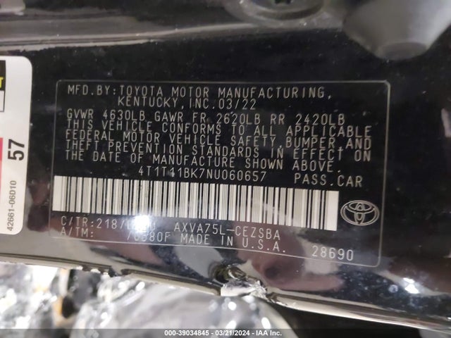 Toyota Camry Se Awd 2022 4T1T11BK7NU060657 Image 9
