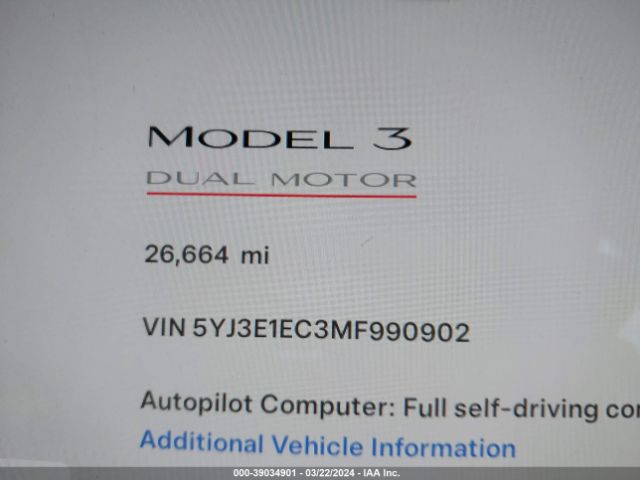 2021 TESLA MODEL 3 5YJ3E1EC3MF990902 Photo 6