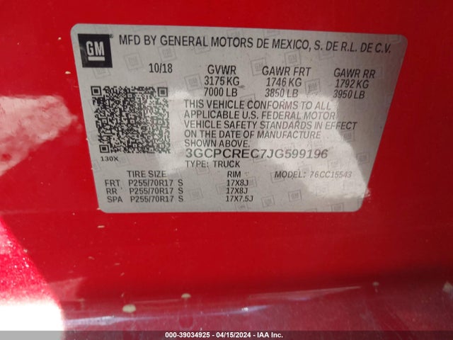 Chevrolet Silverado 1500 1lt 2018 3GCPCREC7JG599196 Image 9