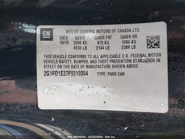 Chevrolet Camaro 1lt 2015 2G1FD1E37F9310354 Image 9