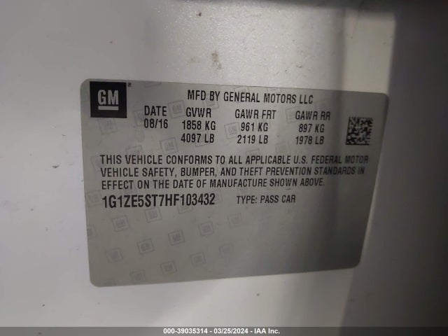 Chevrolet MALIBU LT 2017 1G1ZE5ST7HF103432 Image 9