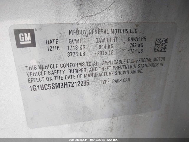 Chevrolet Cruze Ls Auto 2017 1G1BC5SM3H7212285 Image 9