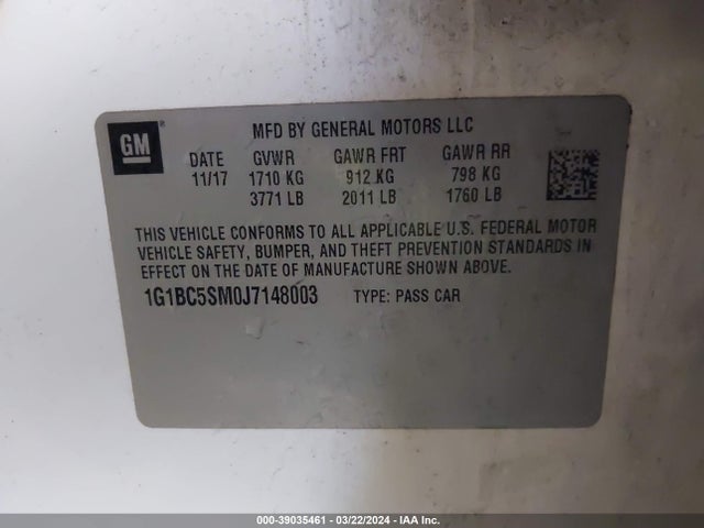 Chevrolet Cruze Ls Auto 2018 1G1BC5SM0J7148003 Image 9