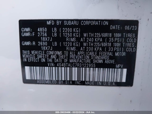 Subaru Outback Onyx Edition 2024 4S4BTALC7R3122955 Image 9