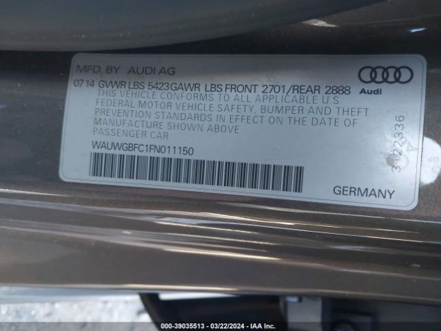 WAUWGBFC1FN011150 Audi A7 3.0t Premium Plus
