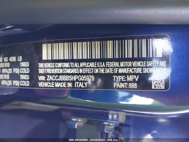 ZACCJBBB5HPG05979 Jeep Renegade Altitude 4x4