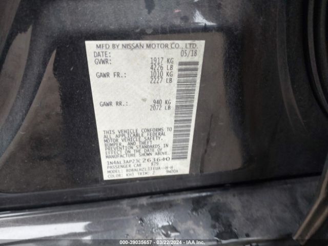 1N4AL3AP2JC263640 Nissan Altima 2.5 Sr