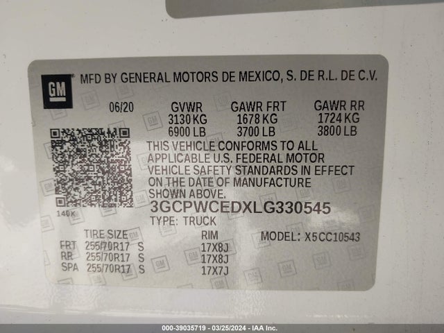 Chevrolet Silverado C1500 Lt 2020 3GCPWCEDXLG330545 Image 9