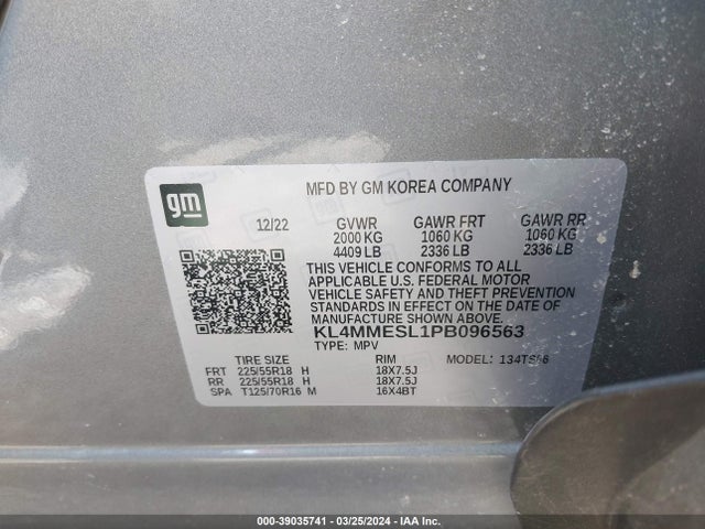 KL4MMESL1PB096563 Buick Encore Gx Select Awd