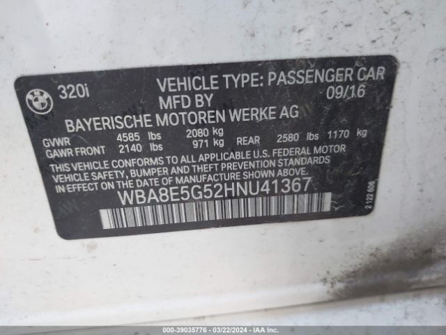 WBA8E5G52HNU41367 BMW 320i Xdrive