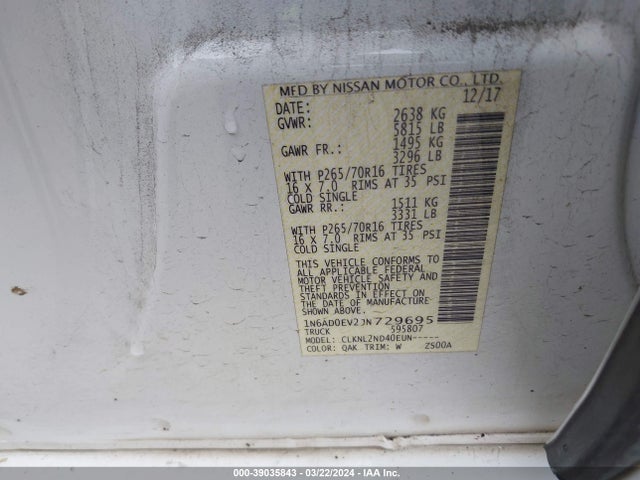 Nissan Frontier Sv 2018 1N6AD0EV2JN729695 Image 9