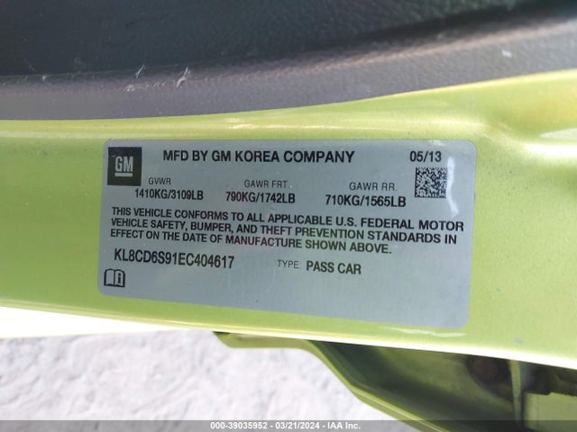 Chevrolet Spark 1lt Auto 2014 KL8CD6S91EC404617 Image 9