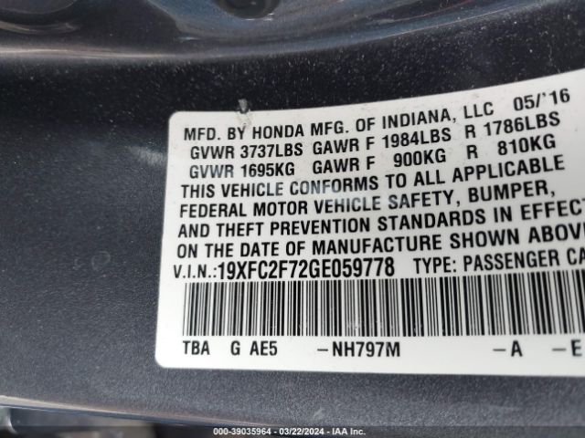 19XFC2F72GE059778 Honda CIVIC EX