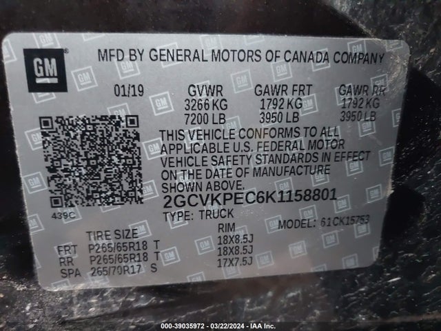 Chevrolet Silverado 1500 Ld Lt 2019 2GCVKPEC6K1158801 Image 9