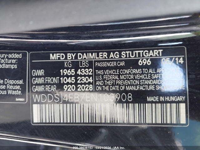 Mercedes-Benz CLA 250 2014 WDDSJ4EB7EN103908 Image 9