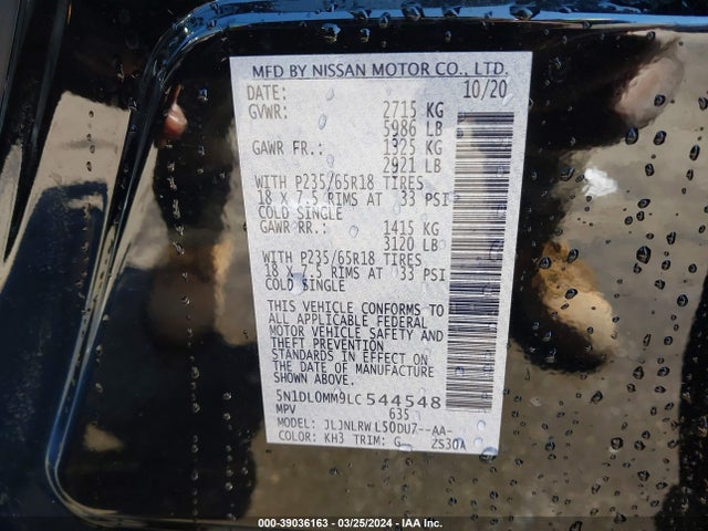 5N1DL0MM9LC544548 Infiniti Qx60 Luxe Awd