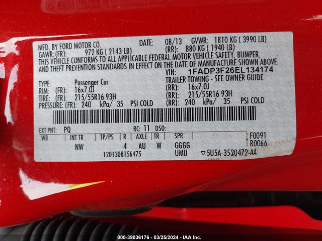 Ford FOCUS SE 2014 1FADP3F26EL134174 Image 9