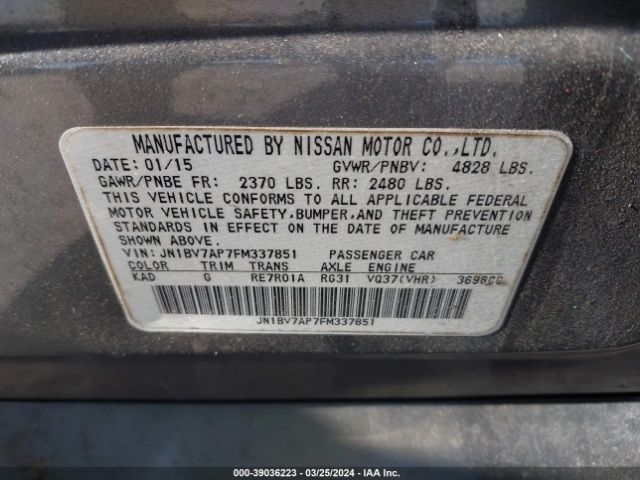 JN1BV7AP7FM337851 Infiniti Q50