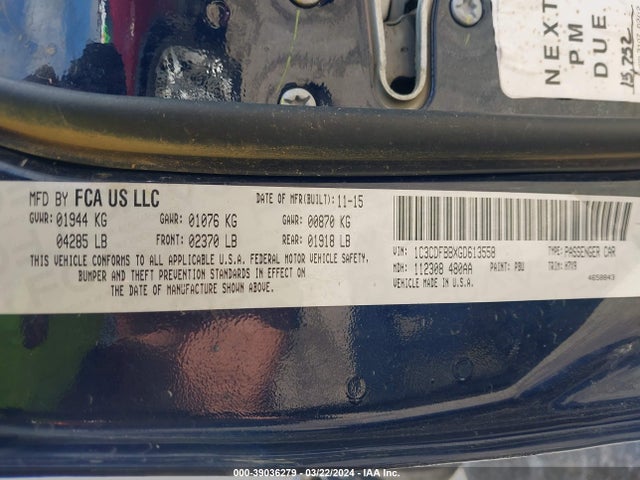 Dodge DART SXT 2016 1C3CDFBBXGD613558 Image 9