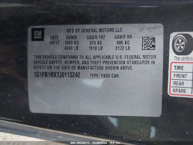 Chevrolet Camaro 1lt 2018 1G1FB1RX7J0113240 Image 9
