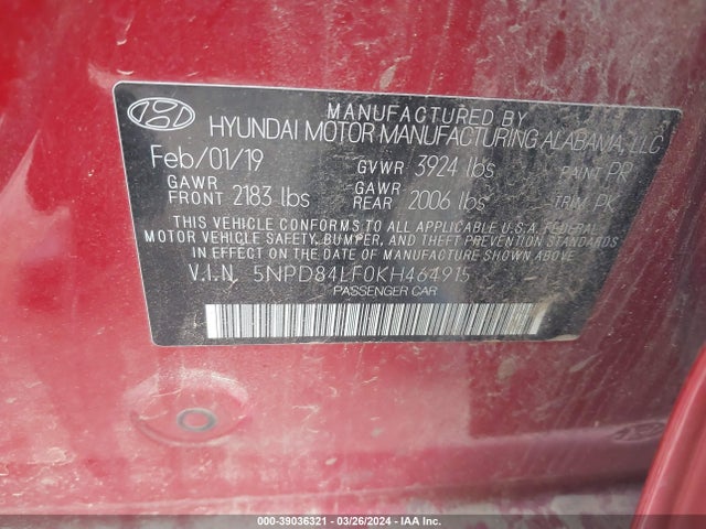 Hyundai mpi nu 2019 5NPD84LF0KH464915 Image 26
