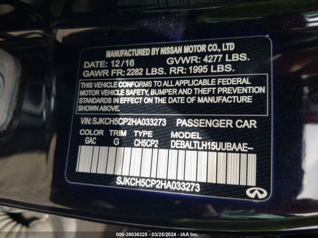 SJKCH5CP2HA033273 Infiniti Qx30 Sport