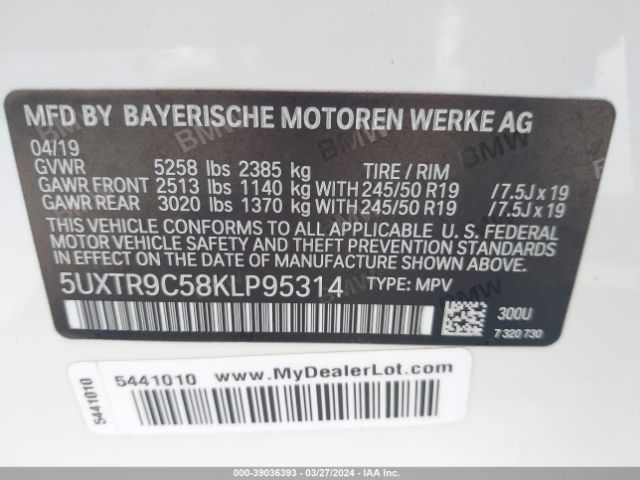5UXTR9C58KLP95314 BMW X3 Xdrive30i