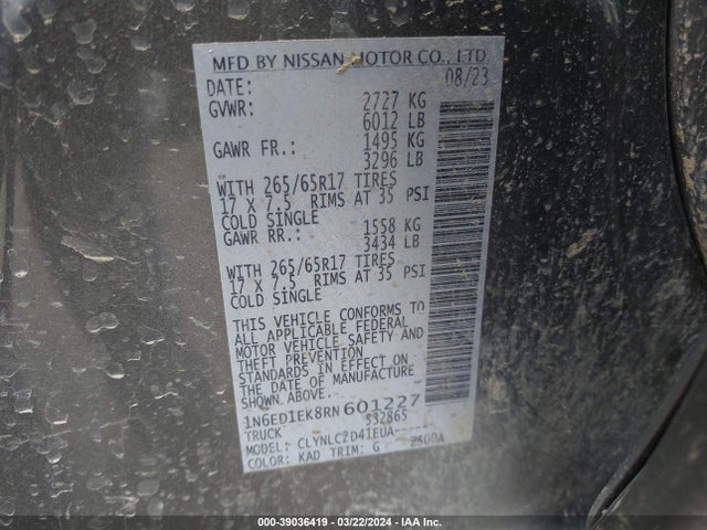 Nissan Frontier Sv 4x4 2024 1N6ED1EK8RN601227 Image 9