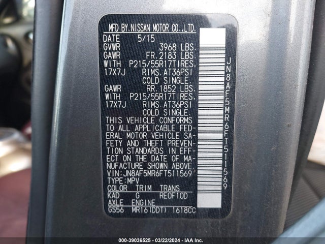 Nissan JUKE S 2015 JN8AF5MR6FT511569 Image 9