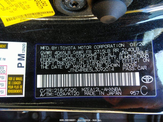 Toyota Corolla Se/xse/night Shade 2020 JTND4RBE5L3092014 Image 9