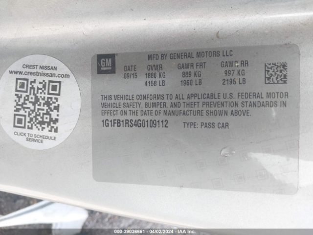 1G1FB1RS4G0109112 Chevrolet CAMARO LT