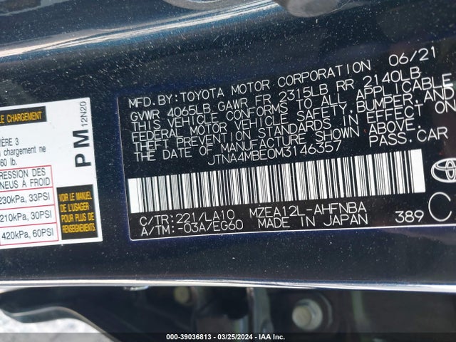 Toyota Corolla Xse 2021 JTNA4MBE0M3146357 Image 9
