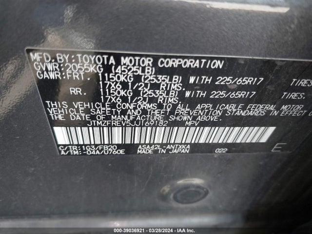 Toyota RAV4 LE 2018 JTMZFREV5JJ169182 Image 9