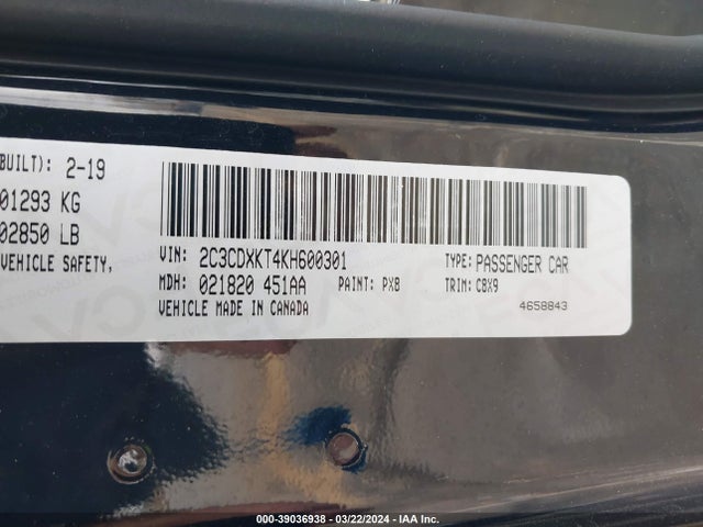 Dodge Charger Police Awd 2019 2C3CDXKT4KH600301 Image 9