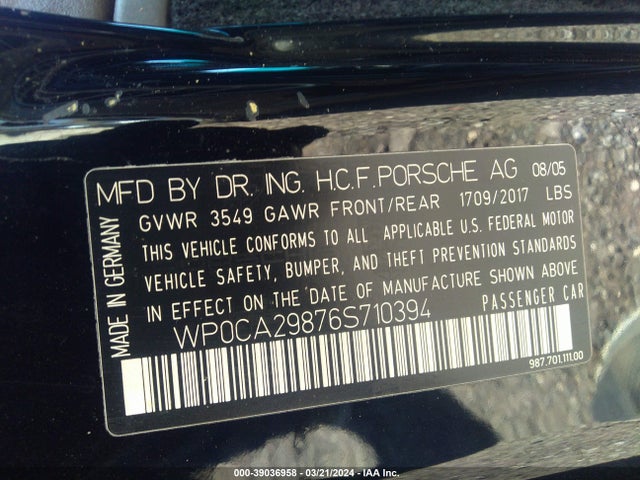 2006 PORSCHE BOXSTER WP0CA29876S710394 Photo 8