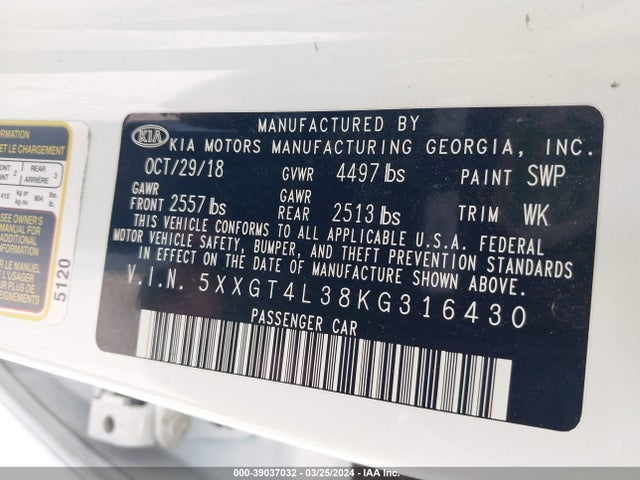 KIA Optima Lx 2019 5XXGT4L38KG316430 Image 9