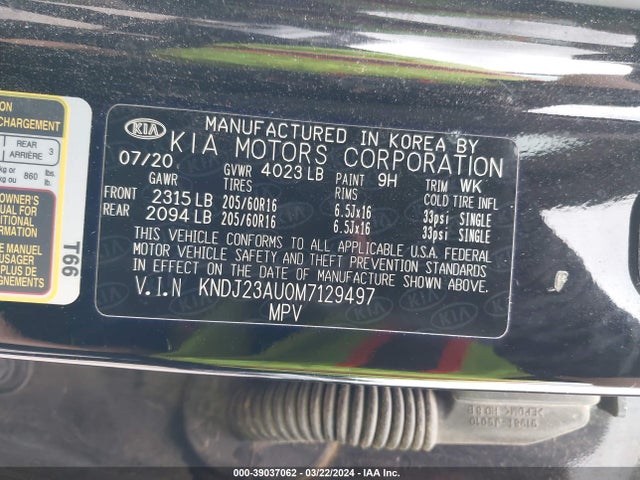 KIA SOUL S 2021 KNDJ23AU0M7129497 Image 9